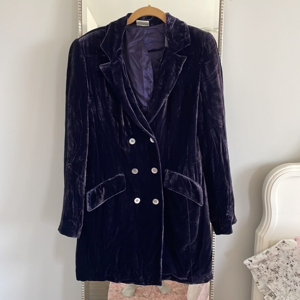 Purple Velvet Long Jacket by Kaliko